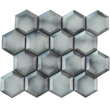 8mm Thickness Beveled Edge Glass Mosaic Grey Hexagon Tile Backsplash